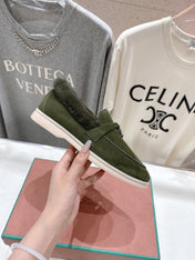 LP 25S SUMMER CHARMS WALK LOAFERS IN DARK OLIVE SUEDE AND FLEECE