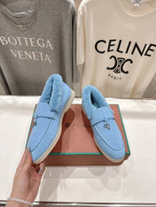 LP 25S SUMMER CHARMS WALK LOAFERS IN DARK PASTEL BLUE SUEDE AND FLEECE