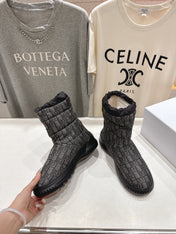 DIOR 25S ANKLE BOOTS IN DARK GREY MIX BLACK FEATHER