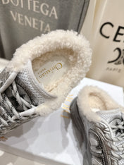 DIOR CHRONO SNEAKER 25S IN SILVER LAMBSKIN AND MESH FABRIC STYLE 10