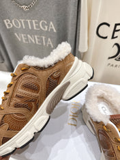 DIOR CHRONO SNEAKER 25S IN BROWN SUEDE AND MESH FABRIC