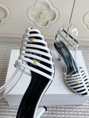 CELINE 26S CLEA TRIOMPHE GLADIATOR HEEL SANDALS 60 MM IN WHITE LAMBSKIN