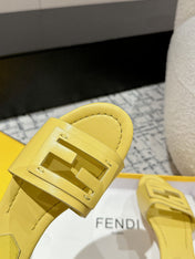 FF Baguette Yellow Leather Slide