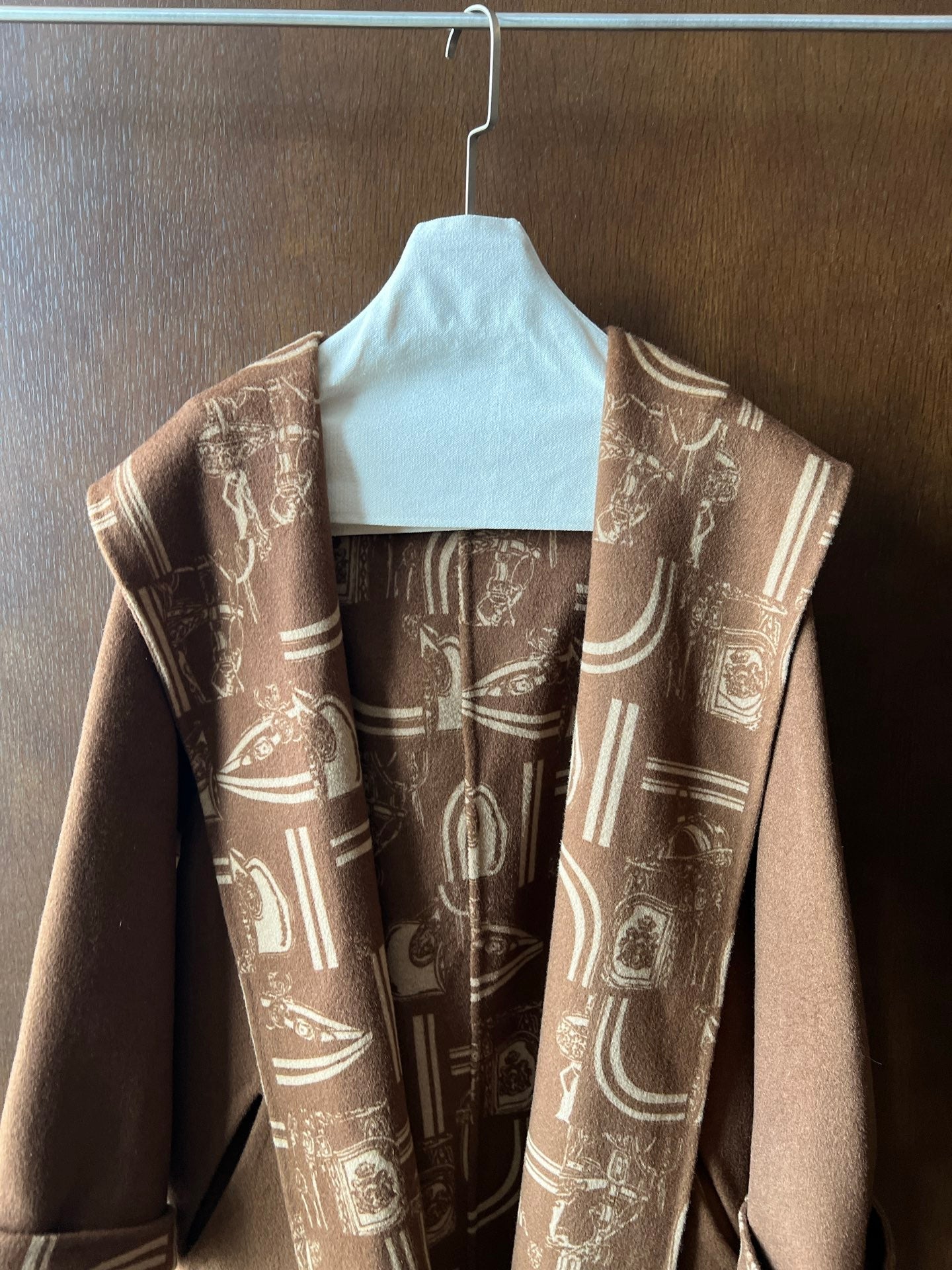 HERMES 25S REVERSIBLE LONG HOODED COAT 046