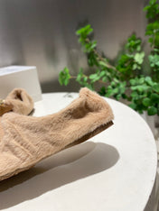 LOEWE 26S BALLET FLATS IN BEIGE SHEARLING
