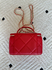 CHANEL 25S VANITY BAG 17 IN RED CAVIAR LEATHER WITH GOLD HARDWARE