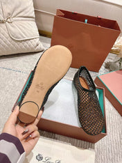 FLAT SHOES IN BLACK MESH FABRIC
