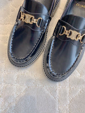 CHANEL 25S ARC DE TRIOMPHE LOAFERS IN BLACK SHINY CALFSKIN GOLD HARDWARE