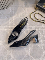 HIGH SLINGBACKS 65 MM IN BLACK PATENT CALFSKIN