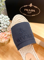 Pra Slide 20 Denim Velvet Beige Sole Raffia