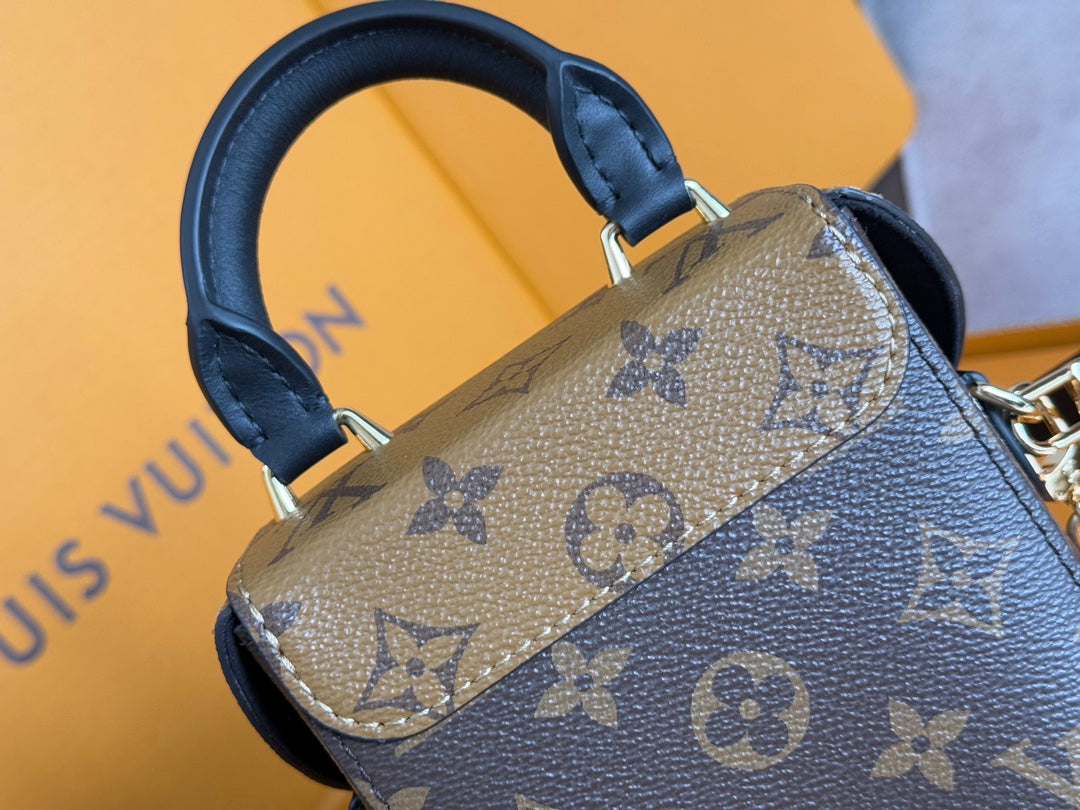 LV 25S CAMERA BOX BAG 18 IN BROWN MONOGRAM CALFSKIN GOLD HARDWARE