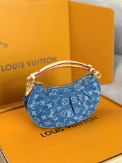 LV 25S POCHETTE VALLEY 21 IN BLUE DENIM MONOGRAM LEATHER TRIM GOLD HARDWARE