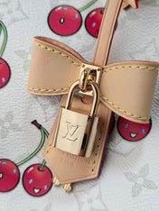 LV 25S SPEEDY SOFT 30 IN WHITE CANVAS MONOGRAM CHERRY PRINT GOLD HARDWARE