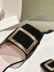 TRUMPET METALLIC MULES IN BLACK PATENT CALFSKIN