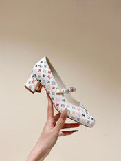 SWING HIGH MARY JANE 55 MM IN WHITE MONOGRAM CALFSKIN