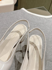SWING SLINGBACK PUMP 55 MM IN WHITE PATENT CALFSKIN