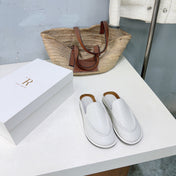 THE ROW 26S LOAFER MULES IN WHITE SMOOTH CALFSKIN