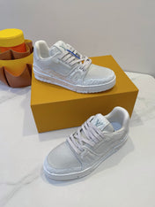 LV TRAINER MAXI SNEAKER IN WHITE EMBOSSED CALFSKIN