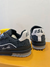 TRAINER SNEAKER IN BLACK MONOGRAM DENIM FABRIC