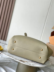 LOW KEY CABAS 47 IN BEIGE GRAINED CALFSKIN GOLD BUCKLE