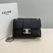 MEDIUM VICTOIRE BAG 25 IN BLACK SUPPLE CALFSKIN SILVER HARDWARE