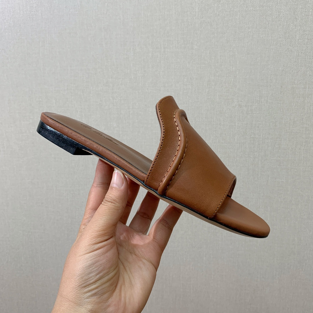 LP HIGHT TOP FLAT SLIPPERS TAWNY CALFSKIN