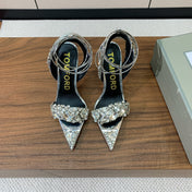 CRYSTAL HIGH HEELS IN SILVER ZP METALLIC PATENT LEATHER