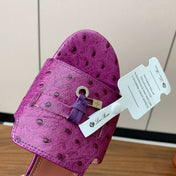 HIGH HEEL IN PURPLE LAMBSKIN OSTRICH SKIN