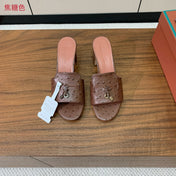 HIGH HEEL IN BROWN LAMBSKIN OSTRICH SKIN