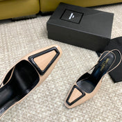 SL TRIANGLE HEELED SLINGBACKS BISQUE CALFSKIN