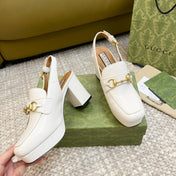 GG HIGH - HEEL SLINGBACK WITH HORSEBIT WHITE CALFSKIN