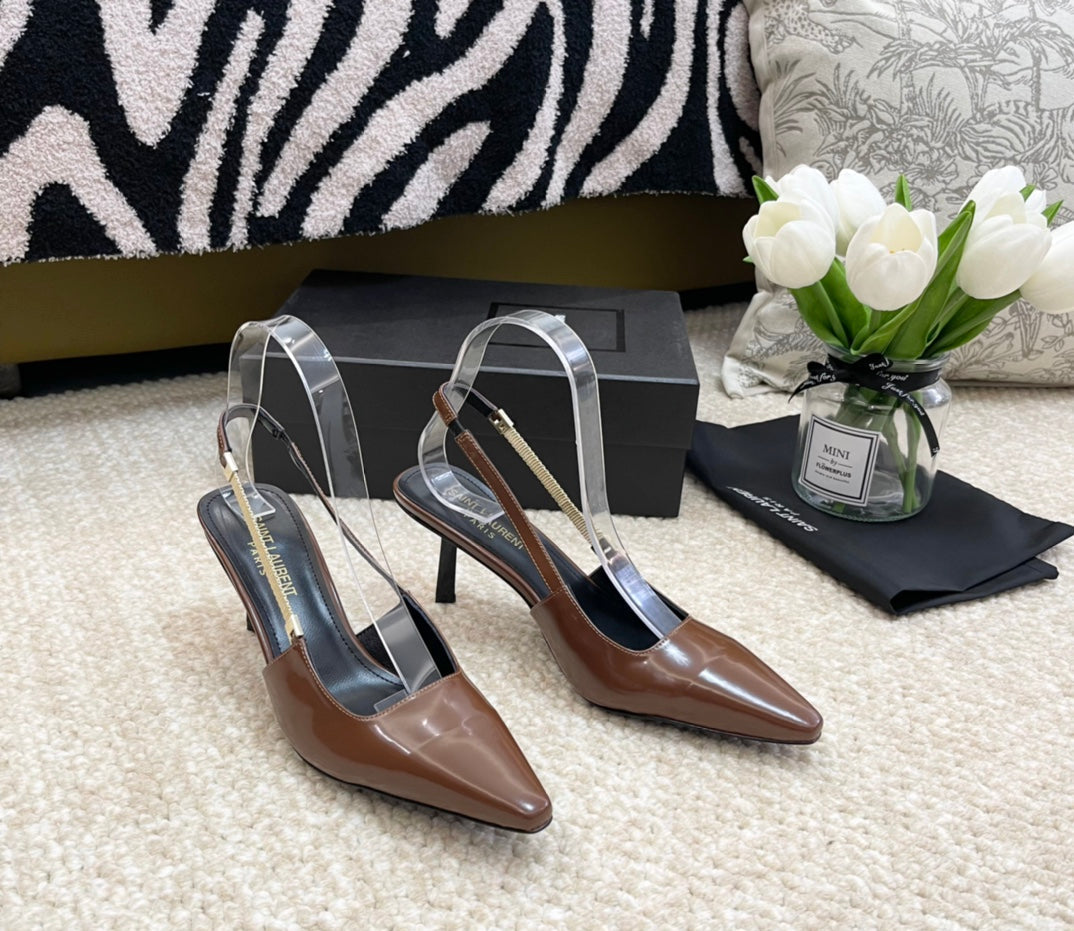 SL BLAKE SLINGBACK PUMPS CARAMEL CALFSKIN