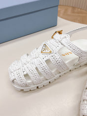 PRA RUBBER FISHERMAN SANDALS WHITE LAMBSKIN