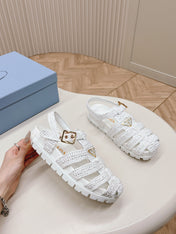 PRA RUBBER FISHERMAN SANDALS WHITE LAMBSKIN