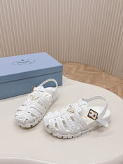 PRA RUBBER FISHERMAN SANDALS WHITE LAMBSKIN