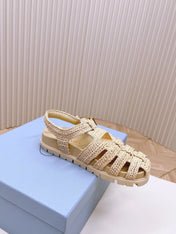 PRA RUBBER FISHERMAN SANDALS BEIGE LAMBSKIN