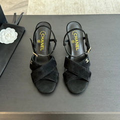 High Sandals Lambskin Black