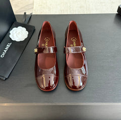 mary jane flat Red Wine patent calfskin