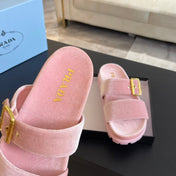 PRA SLIDES SANDALS LIGHT PINK VELVET