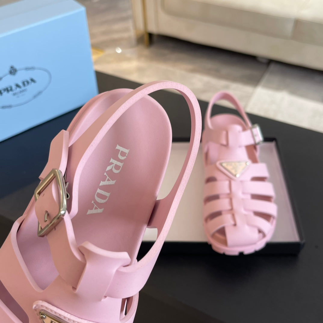 PRA RUBBER FISHERMAN SANDALS LIGHT PINK CALFSKIN
