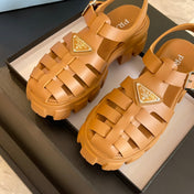 PRA RUBBER MONOLITH SANDALS BRONZE CALFSKIN