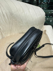 GG MINI 18 MARMONT MATELASSÉ SHOULDER BAG BLACK CALFSKIN