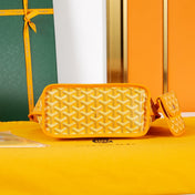 ANJOU MINI BAG 20 IN YELLOW GOYARDINE CANVAS AND CALFSKIN