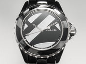 J12 38mm Automatic Limited Untitled H5582 Black Ceramic Black Steel Dial