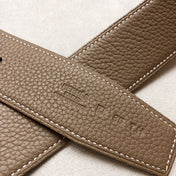 HM H D'ANCRE BELT BUCKLE & REVERSIBLE COFFEE BROWN LEATHER STRAP 38 MM SILVER HARDWARE