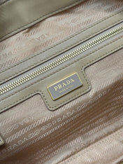 LARGE TOP HANDLE BAG 35 IN DRIED MOSS NYLON AND CALFSKIN TRIM