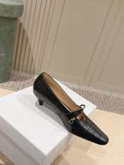 DIOR 26S MARY JANE KITTEN HEEL 40MM IN BLACK CROCODILE EMBOSSED CALFSKIN