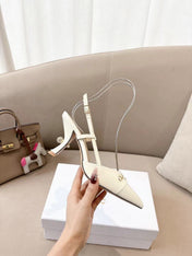 MY DD SLINGBACK PUMP 85MM IN WHITE CALFSKIN