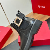 RANGERS CHELSEA BOOTS IN BLACK SMOOTH CALFSKIN CRYSTAL BUCKLE