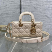 DIOR 25S SMALL LADY D-JOY 22 IN BEIGE LAMBSKIN GOLD HARDWARE